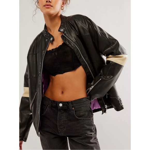 NWOT Free People Ryder Sport Vegan Moto Jacket - Picture 1 of 7